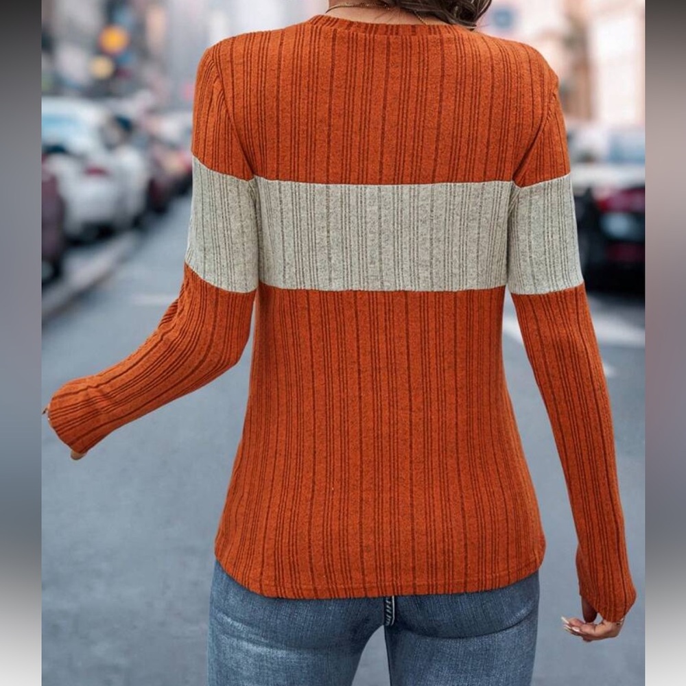 Casual Calia Colorblock Ribbed Knit Long Sleeve Top NEW 🏷️ - Picture 2 of 3